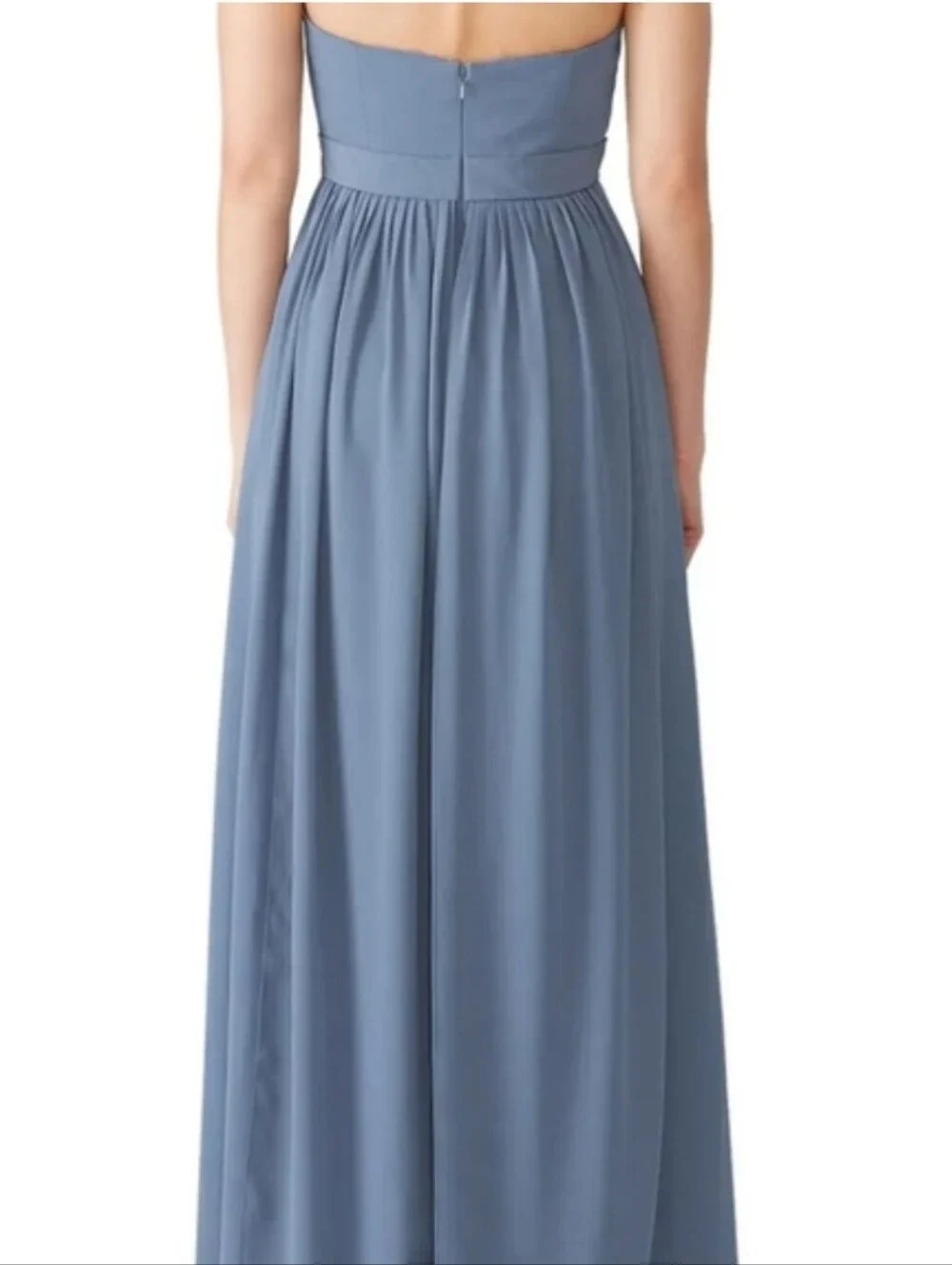Jenny Yoo Dress‎ Strapless Convertible Dusty Blue Chiffon Maxi